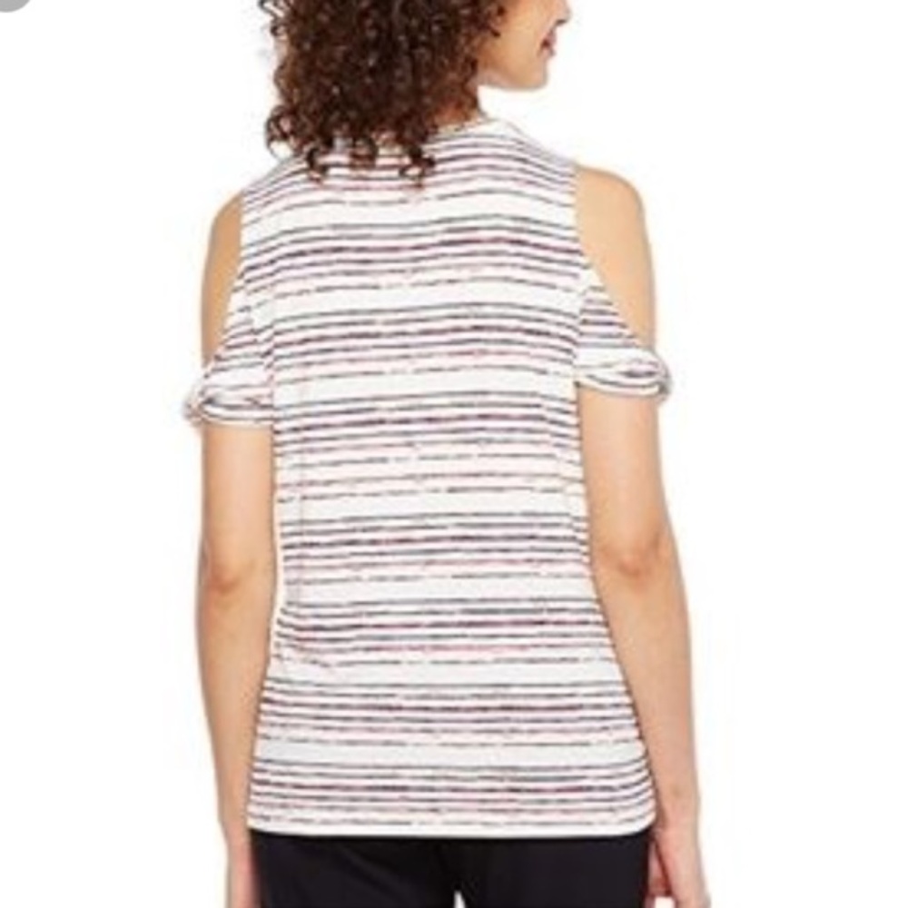 ❤️🔥 NWT Ivanka Trump Ivory Stripe Cold Shoulder Blouse - Picture 3 of 8